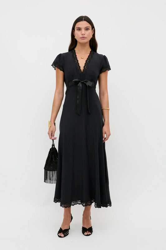 Rixo Marlice Silk Dress Black