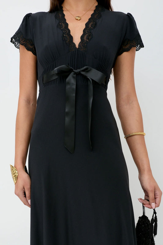 Rixo Marlice Silk Dress Black