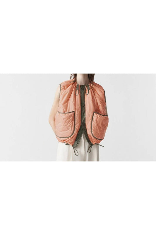 Marfa Stance Parachute Quilted Vest Olive Dove Grey Bright Rose