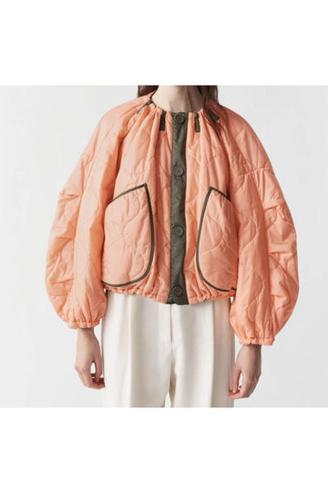Marfa Stance Parachute Quilt Bomber Bright Rose Pale Olive Dark Grey