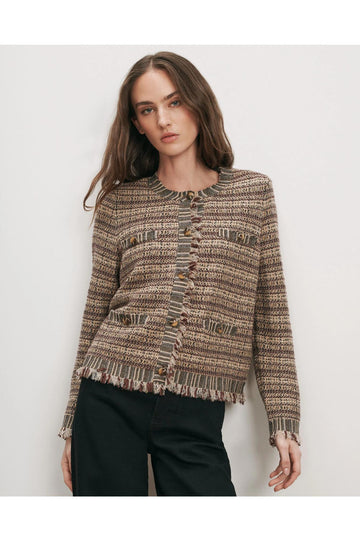 Veronica Beard Sariyah Knit Jacket Burgundy Multi