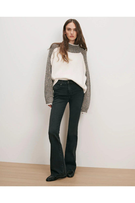 Veronica Beard Beverly Mid Rise Skinny Flare Jeans Washed Onyx