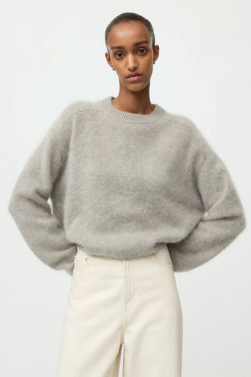 Soft Goat Brushed Crewneck Sweater Greige