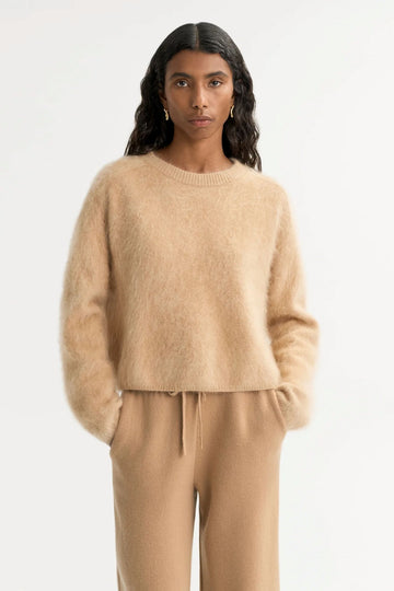 Soft Goat Brushed Crewneck Camel