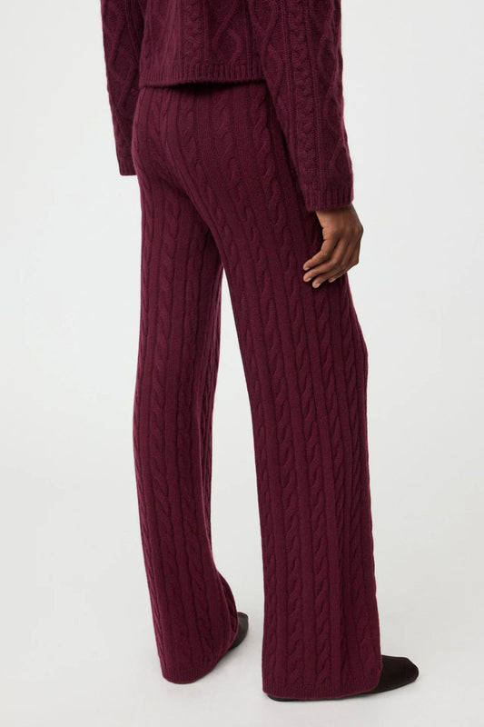 Soft Goat Cable Knit Pants Bordeaux