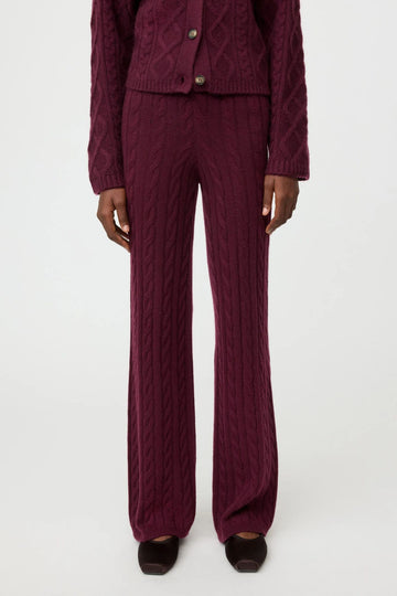 Soft Goat Cable Knit Pants Bordeaux