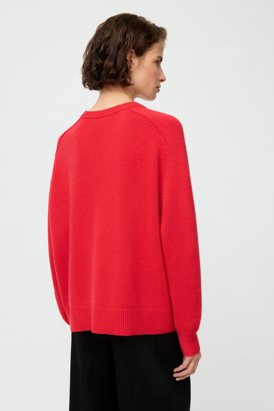 Soft Goat Boyfriend Crewneck Sweater Rouge