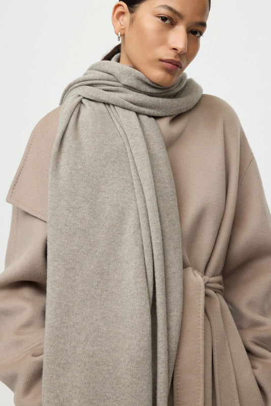 Soft Goat Knitted Scarf Greige