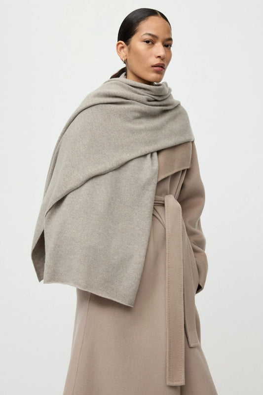 Soft Goat Knitted Scarf Greige