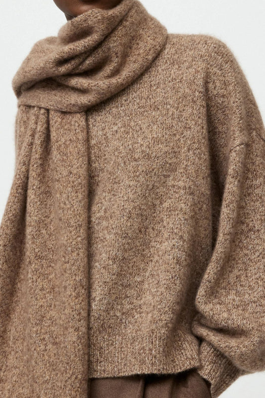 Soft Goat Marled Scarf Brown Melange