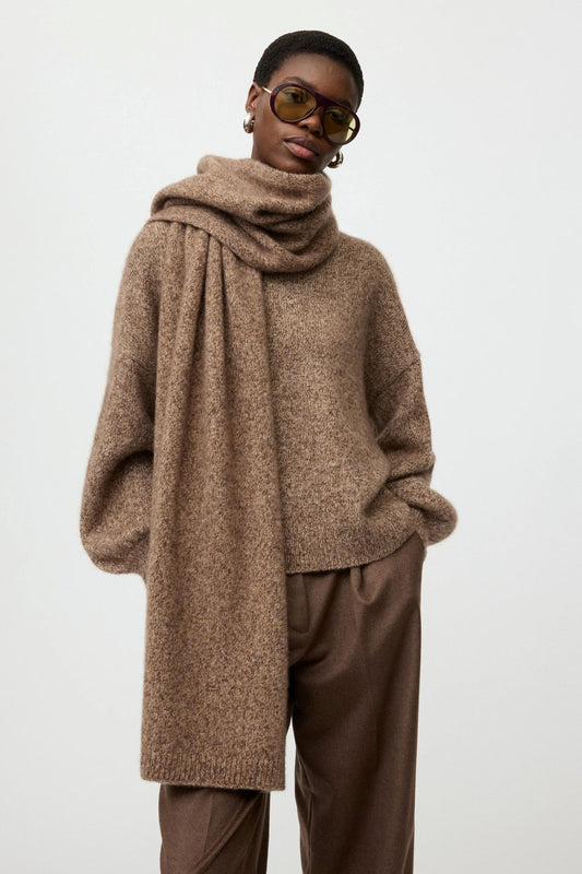 Soft Goat Marled Scarf Brown Melange