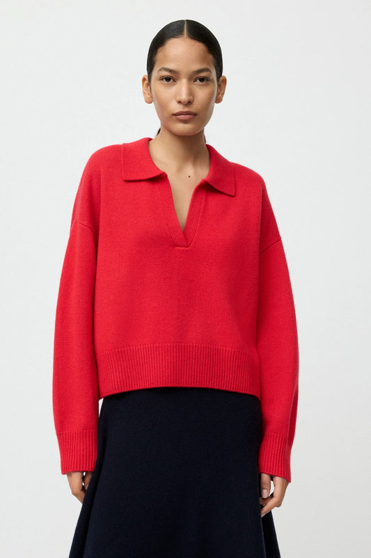 Soft Goat Relaxed Fit Polo Shirt Rouge