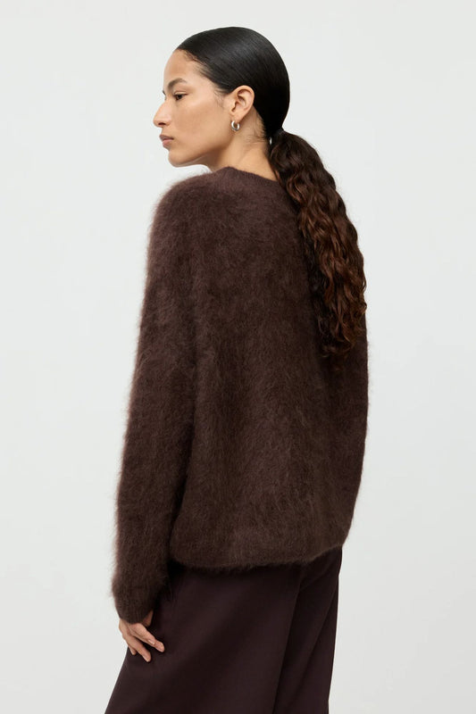 Soft Goat Brushed Boyfriend Crewneck Mocha