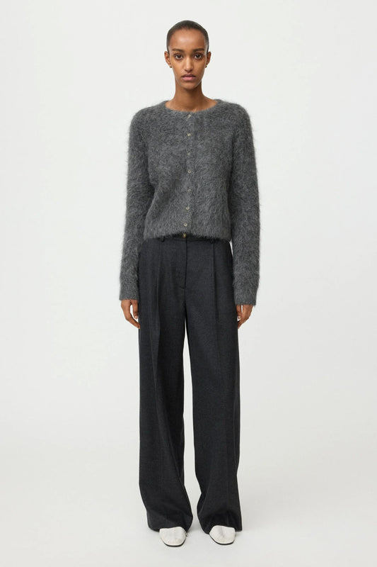 Soft Goat Wide Pleat Trousers Anthracite