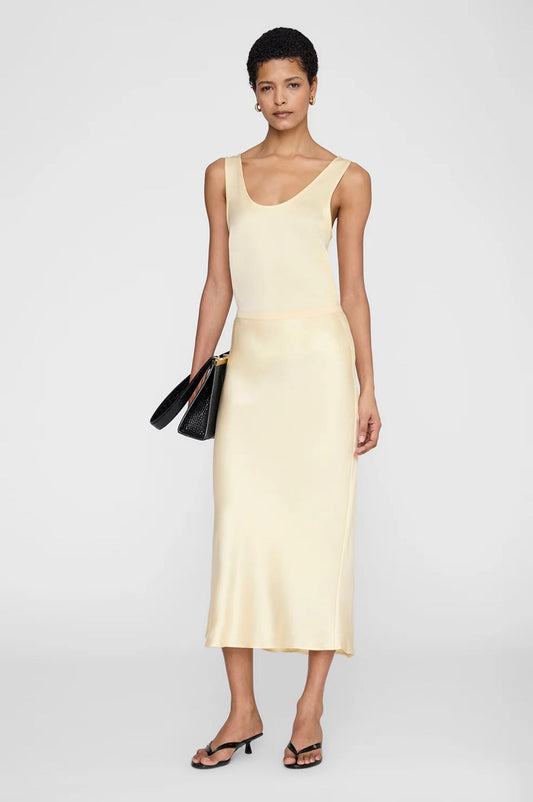 Anine Bing Bar Silk Skirt Butter Yellow