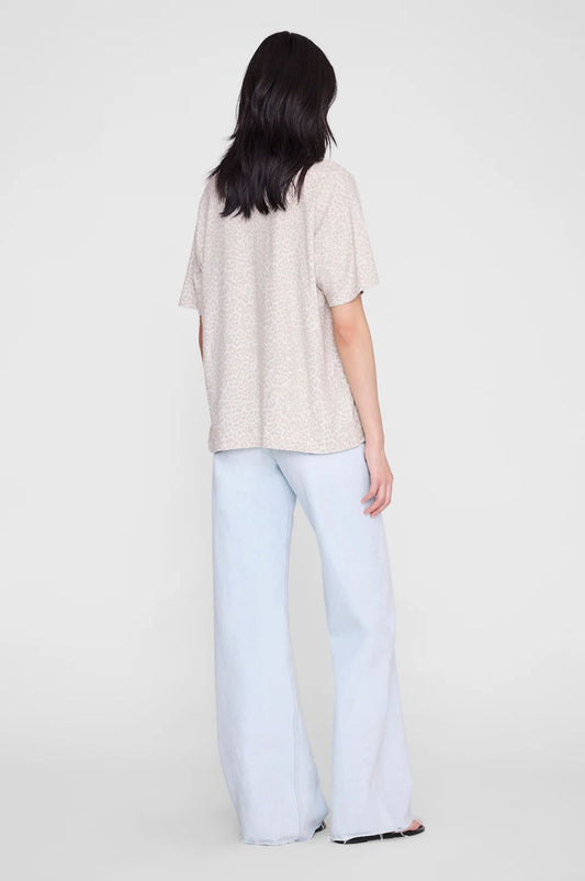 Anine Bing Cade Tee Washed White Leopard