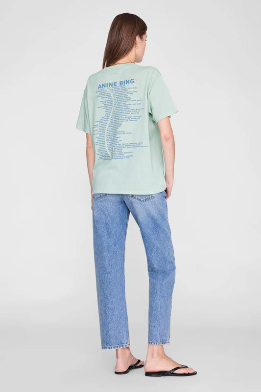 Anine Bing Cade Wave Tee Washed Seafoam