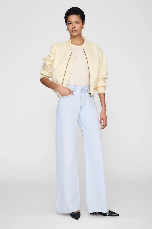 Anine Bing Cropped Leon Bomber Jacket Butter Yellow