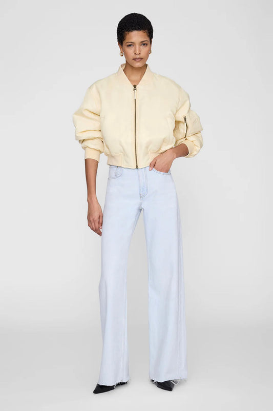 Anine Bing Cropped Leon Bomber Jacket Butter Yellow