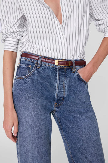 Anine Bing Elly Smooth Leather Belt Fig