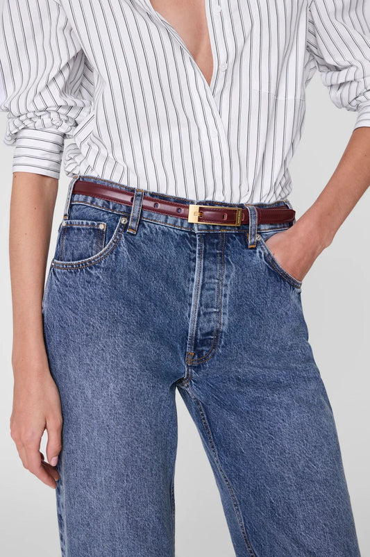 Anine Bing Elly Smooth Leather Belt Fig