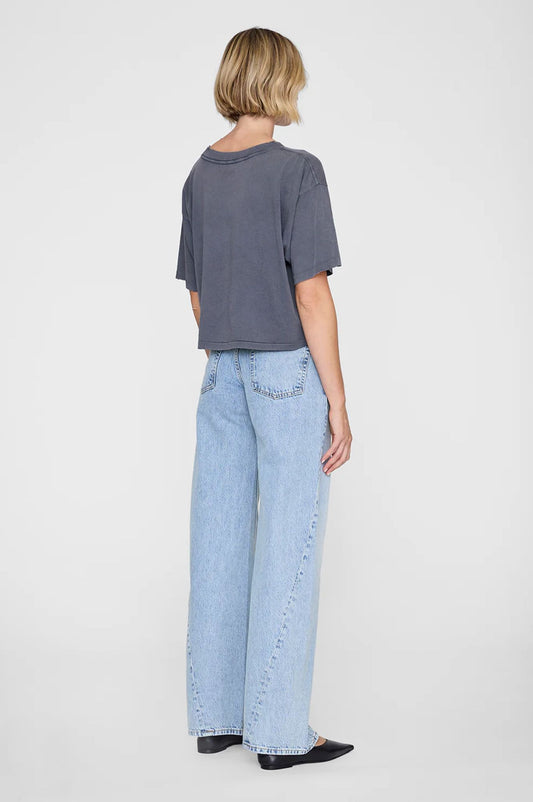 Anine Bing Johnny Cropped Tee Washed Grey