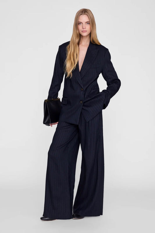 Anine Bing Paola Trousers Navy Pinstripe