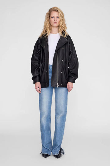 Anine Bing Sandy Leather Jacket Black