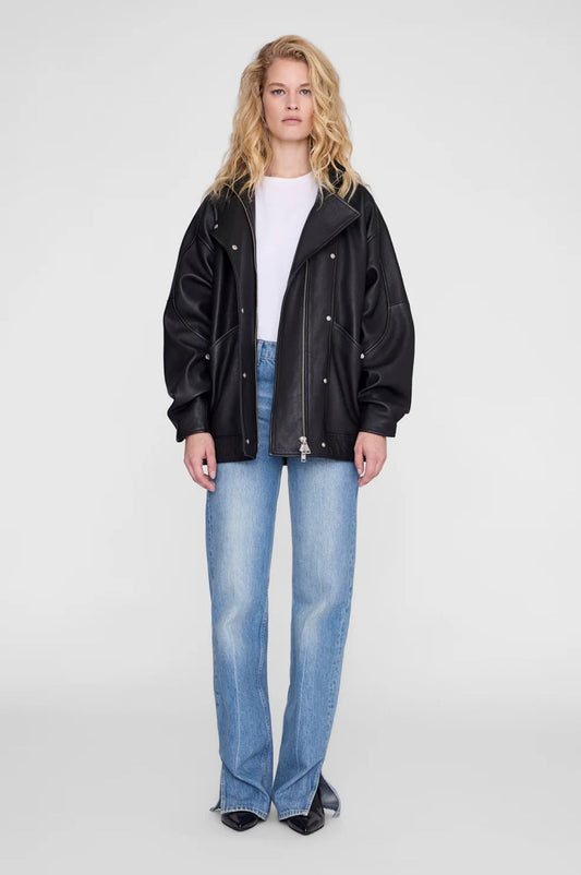 Anine Bing Sandy Leather Jacket Black