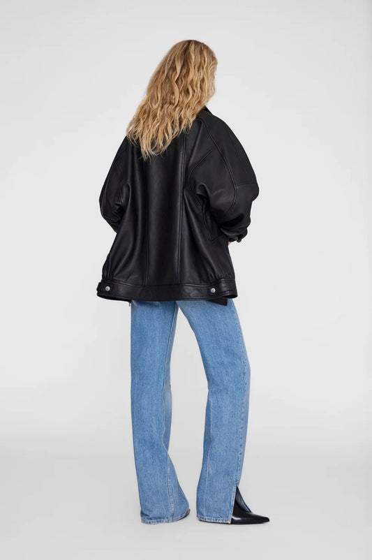 Anine Bing Sandy Leather Jacket Black