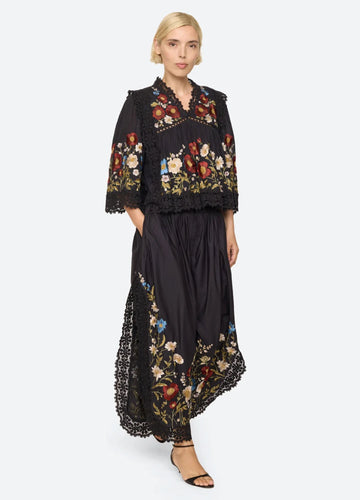 Sea NY Ruwa Embroidered Pants Black