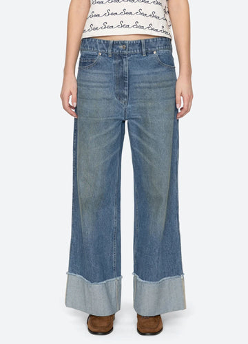 Sea NY Zayna Straight Leg Jeans Blue