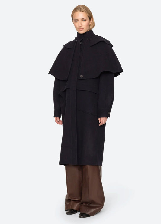Sea NY Lona Wool Hooded Coat Navy
