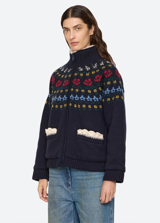 Sea NY Preston Knit Jacket Navy