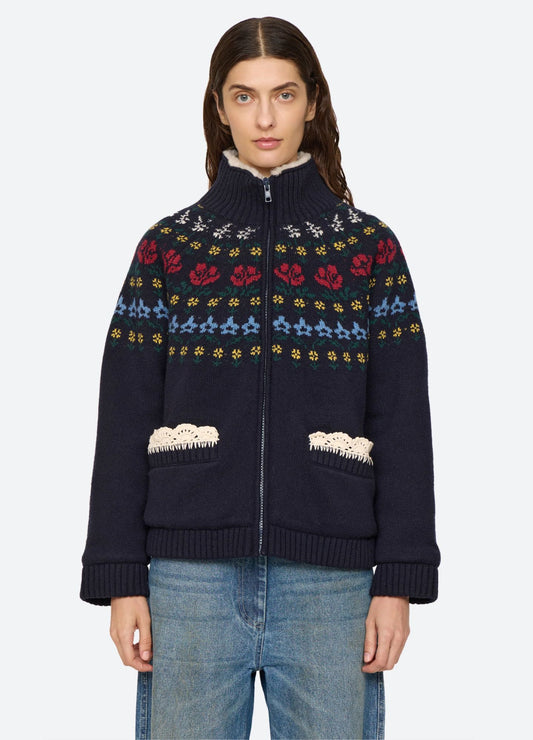 Sea NY Preston Knit Jacket Navy