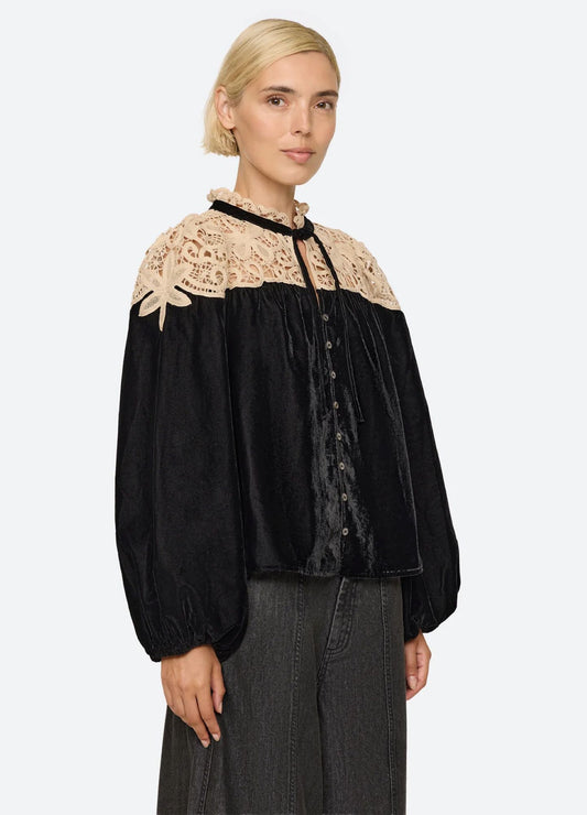 Sea NY Shiloh Long Sleeve Top Black