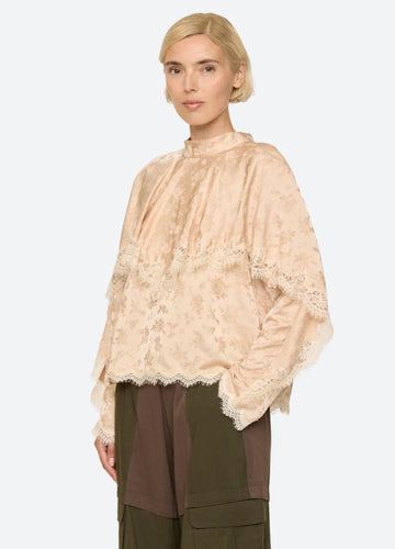 Sea NY Shay Lace Long Sleeve Top Nude