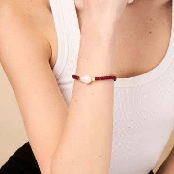 By Alona Verity Bracelet Red Jade and Pearl