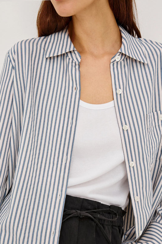 Rails Beck Shirt Ivory Steel Blue Stripe