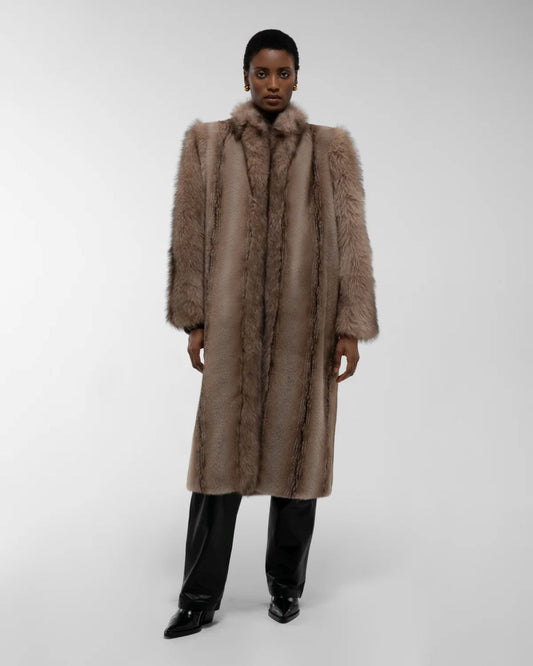 DUCIE Betty Fur Coat Beige