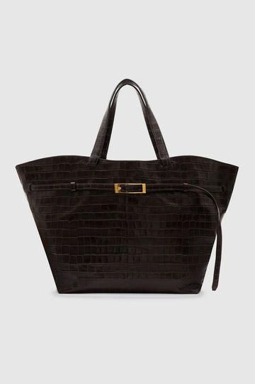 Anine Bing Elly Tote Bag Embossed Dark Brown