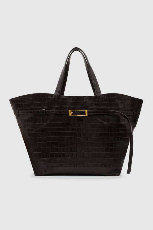 Anine Bing Elly Tote Bag Embossed Dark Brown