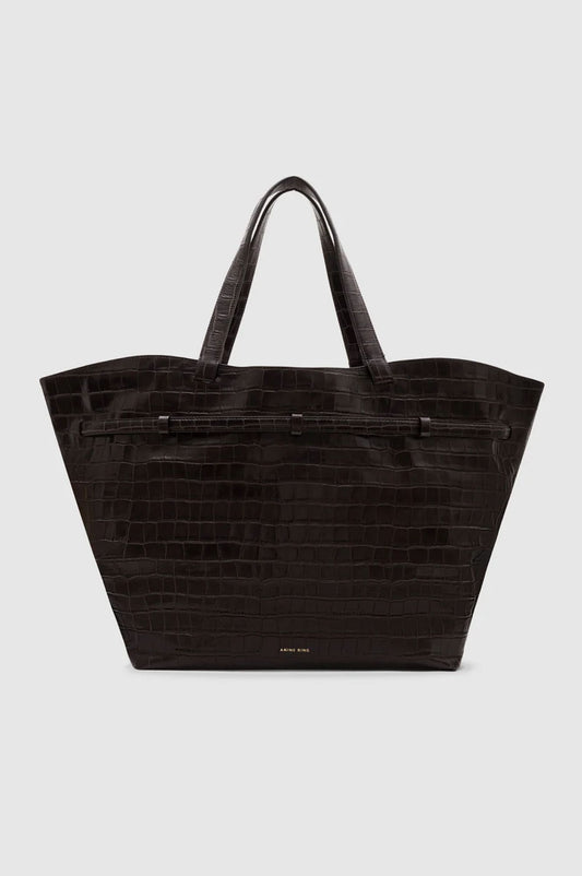 Anine Bing Elly Tote Bag Embossed Dark Brown