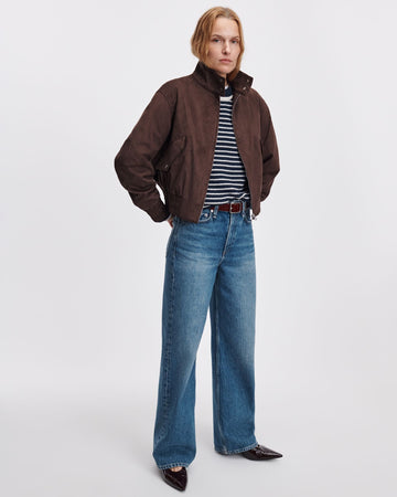 Rag & Bone Eliza Faux Suede Bomber Jacket Dark Brown