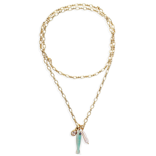 By Alona Gold Sole Necklace Aqua