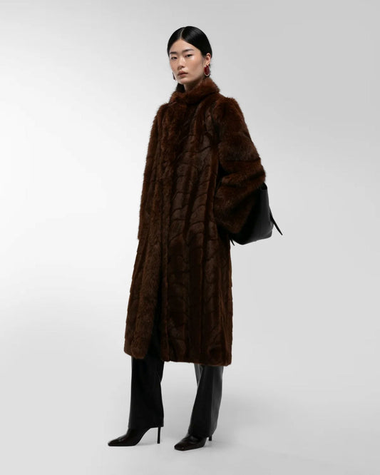 DUCIE Betty Fur Coat Pin Cone