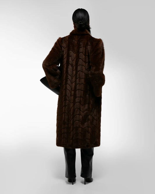 DUCIE Betty Fur Coat Pin Cone
