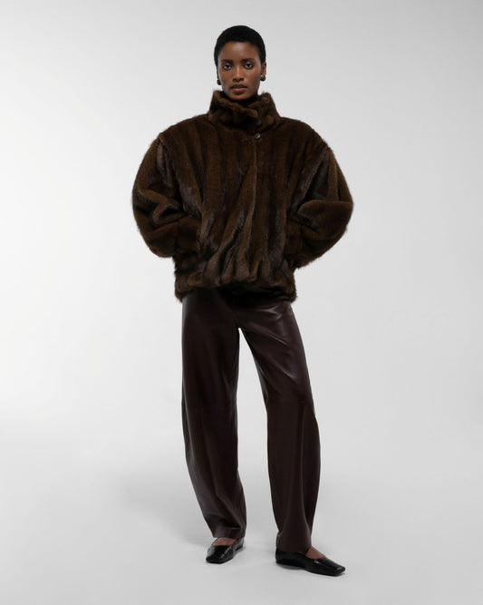 DUCIE Katja Faux Fur Jacket Walnut