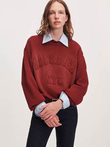 Rag & Bone University Vintage Terry Sweatshirt Bordeaux