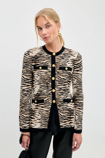 RIXO Raylene Merino Wool Cardigan Cooper Tiger Beige